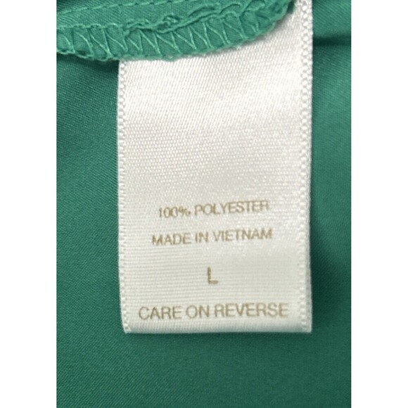 New York & Company Eva Mendes Emerald Green Chiffon High Neck Dress Size Large - Picture 8 of 9